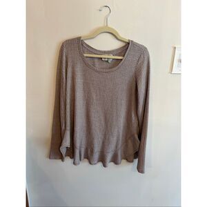 Saturday Sunday Anthropologie Waffle Knit Cream Thermal Size M